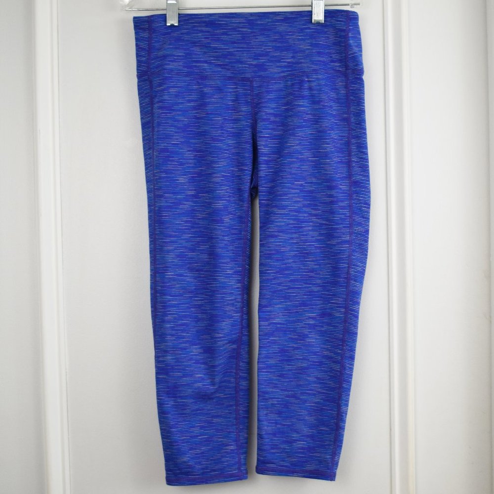 Athleta Chaturanga Capri Legging Woman Small Blue Space Dye Cropped Gym Yoga Run